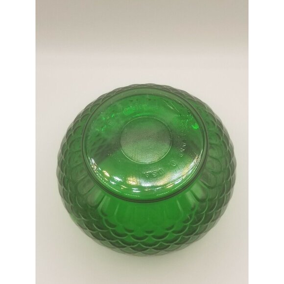 E O Brody USA Emerald Green Glass Planter Bowl Fish Scale Pattern G100 Vintage - Picture 6 of 9